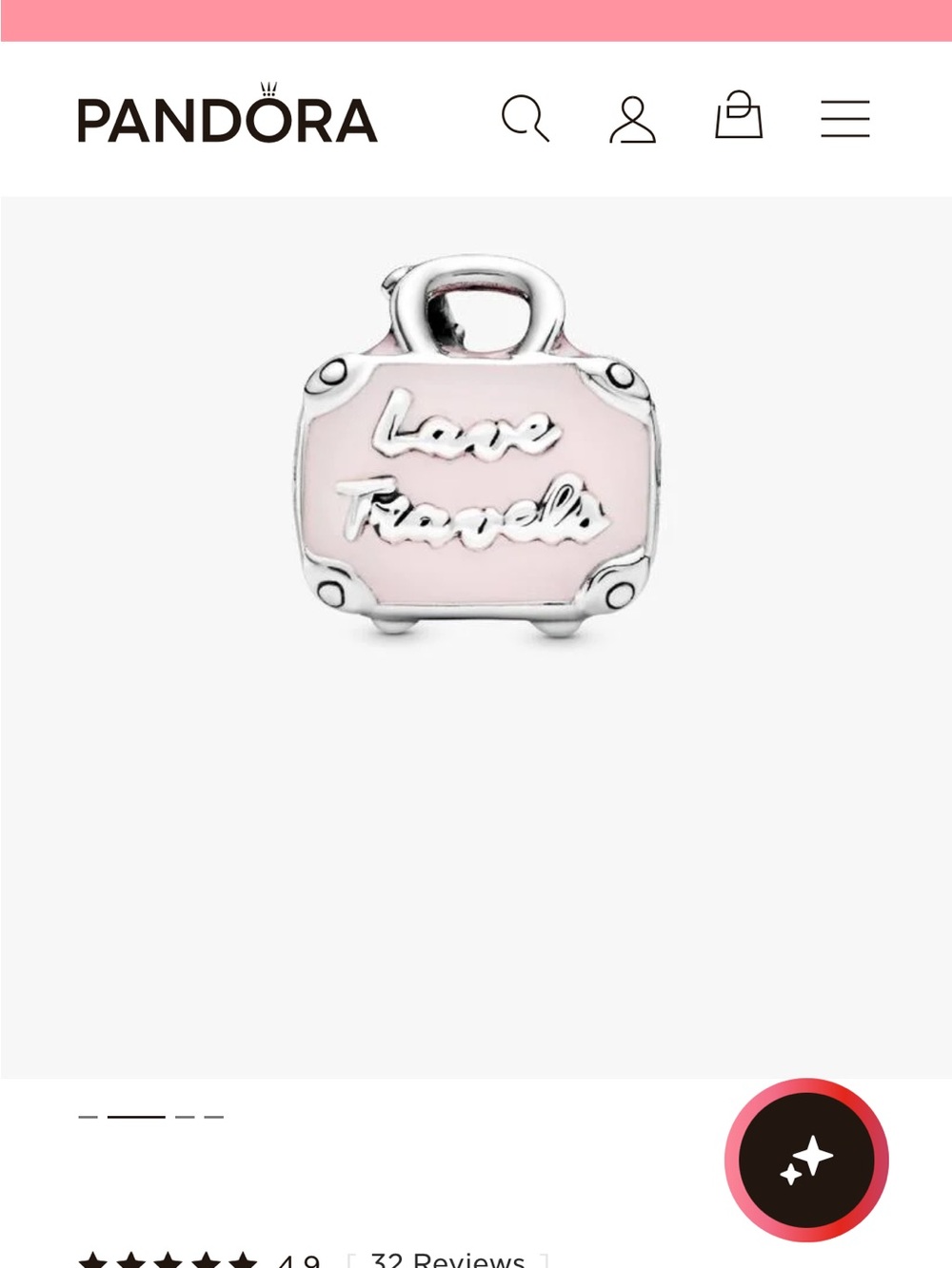 Pandora Pink Enamel Travel Suitcase Charm